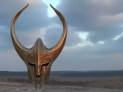 Fantasy Helmet Horned 3D model