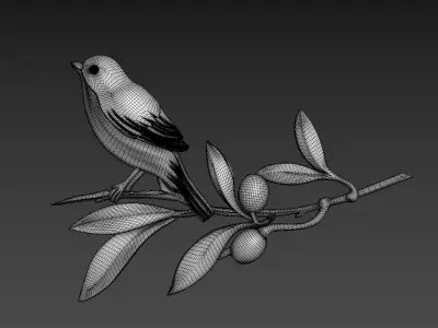 Olive Branch with bird 3D model
