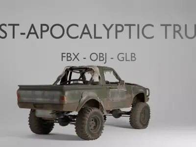 Post-Apocalyptic Truck 3D Model - Ruined Off-Road - FBX OBJ GLB 3D model
