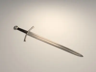 medieval sword Low-poly 3D model 18