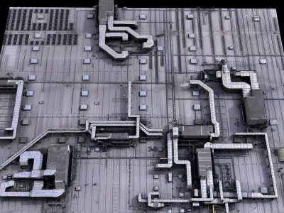 factory roof airvents vent-systems kitbash photogrammetry Low-poly 3D model