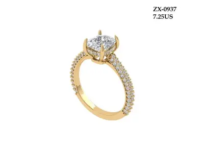 Cushion Engagement Ring 3D print model buy