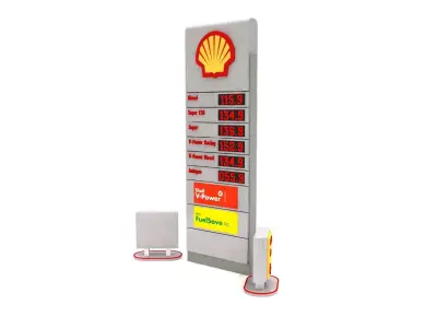 Petrol Station Totem Sign and Orientation Sign model 3D model