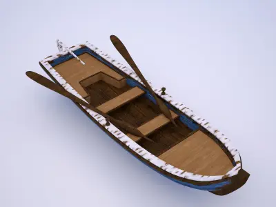 blue old boat model 3d 3D model
