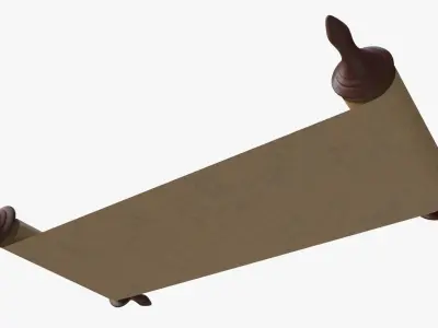 Ancient Scroll With Wooden Rods Old text 02 3D model