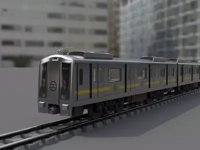 Delhi Metro with track  Low-poly 3D model