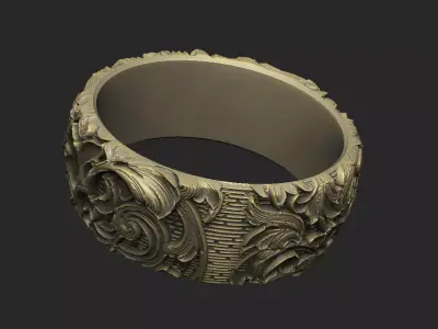 Pattern ring Luxury Queen expensive royal relief floral laser 3D print model