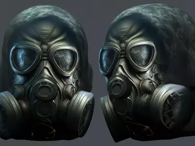 Gas mask helmet 3d model military combat Low-poly  Low-poly 3D model 4