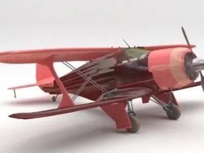 plane biplane 3D model buy