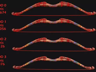 Medieval Wooden Bow Weapon Archer Low-poly 3D model