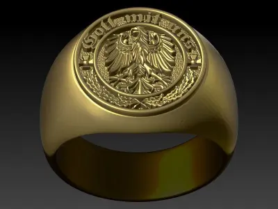 GOTT MIT UNS RING EAGLE GERMAN COAT OF ARMS JEWELRY 3D print model