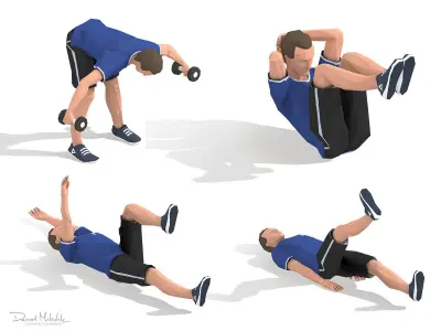 Exercise Animations Bundle Humanoid Low-poly 3D model