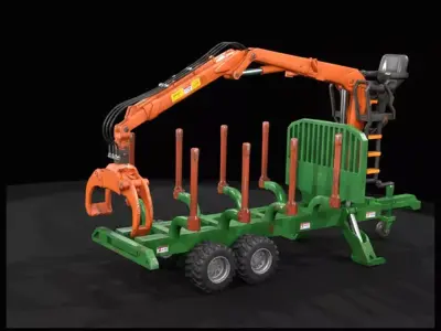 1-87 Small logging trailer with Print Ready STL 3D print model