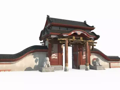 Luxury Gate of Ancient Asian Architecture 3D model