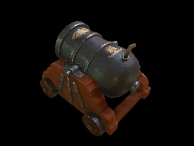 Pirate Cannon naval maritime game-ready stylized weapon Low-poly 3D model