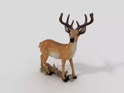 deer Quadrupedal Animals Low-poly 3D model