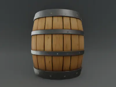 Stylized Wooden Barrel Environment Prop Low-poly 3D model