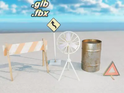 Summer Construction Props Pack - Free low-poly 3D model