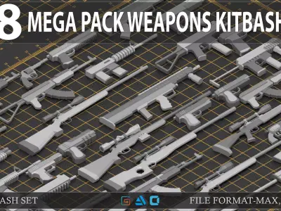 Mega pack weapon kitbash vol4 Low-poly 3D model