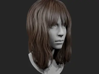 Realtime Medium Length Hairstyle 3D model