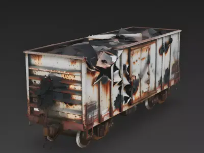 Realistic Full Rusted Freight Car 3D Model Low-poly 3D model purchase