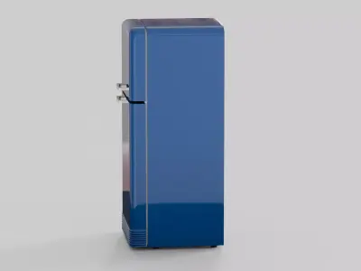 Retro fridge blue Low-poly 3D model