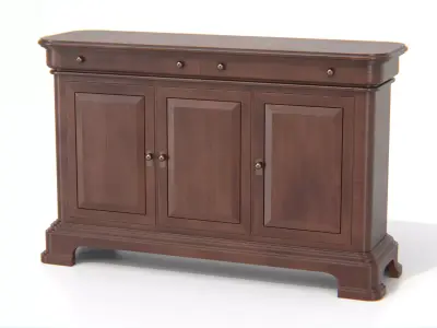 Antique Wooden Sideboard Cabinet Low-poly 3D model