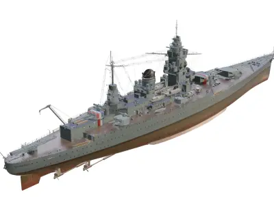 Dunkerque-class battleship Low-poly 3D model