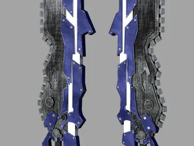 Segmented Blade Fantasy Sword Game Ready Low-poly 3D model