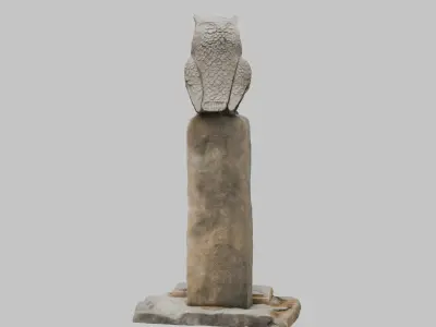 Stone Owl Guardian Statue 3D Model Low-poly 3D model