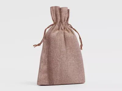 Jute Bag V2 - Filled Burlap Drawstring Pouch 3D model