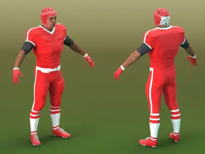 Uniform Black Man Football Player with Rugby Helmet Headguard A-Pose 3D model