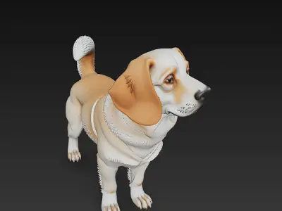 Dog Realistic 3D Model - Low Poly Realistic  Low-poly 3D model