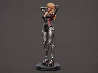 Scarlet Circuit  Cyberpunk Android Girl 3D print model