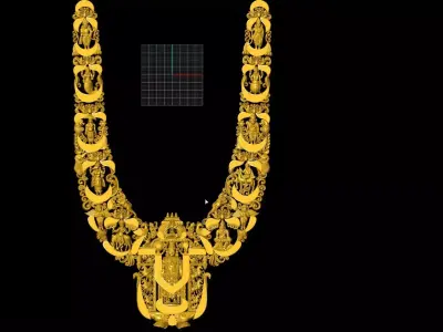 Temple Venkateswara Haram 3D Mesh Model  Antique Gold Necklace  3D print model
