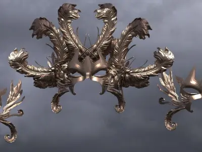Baroque Mask and Shield Collection 3  3D model
