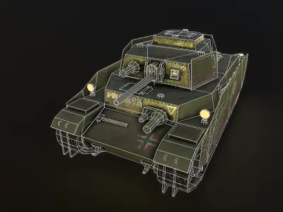 Turan I tank - PBR reworked Low-poly 3D model