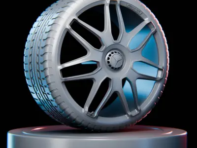 Realistic Car Wheel 3D Model - 4K Textures Realistic Render Low-poly 3D model