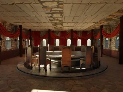 Council Hall - Round Table Low-poly 3D model