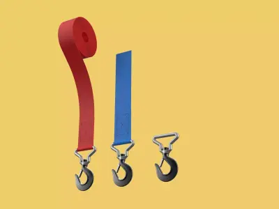 STANDARD HOOKS LIFTING CRANE STEEL HOOK HOIST BELT WEBBING STRAP 3D model