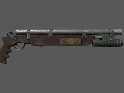  Game ready post apocalypse shotgun Low-poly 3D model