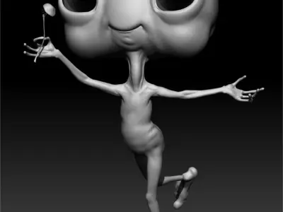 Little Alien with mushroom Low-poly 3D model