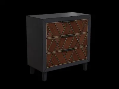 Brown Wood Contemporary Chest 3D model