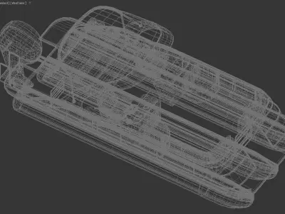 Pontoon Boat with Bimini Top and Mercury Outboard 3D model 3D model