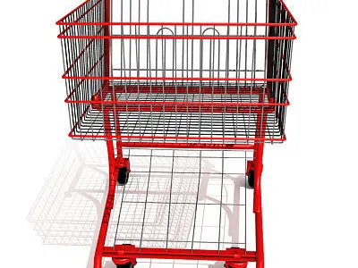 3D Red Metal Shopping Cart 3D model