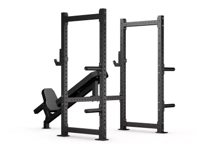 Half rack with an adjustable incline bench Low-poly 3D model