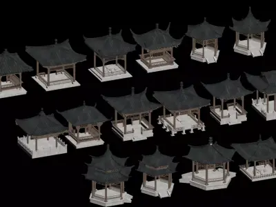 Chinese-style pavilions 3D model