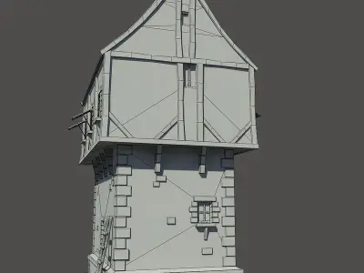 Medieval House Low-poly 3D model 21