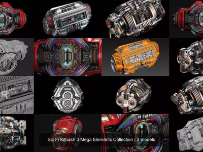 Sci Fi Kitbash 3 Mega Elements Collection 3D Model Pack purchase