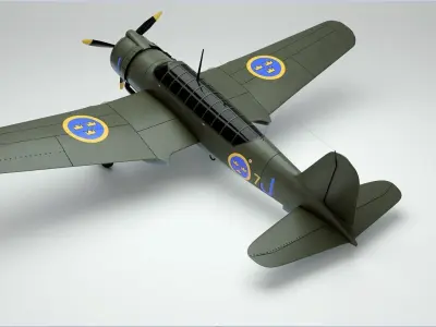 Saab 17 B - The Swedish Dive bomber - Reconnaissance 1940 Low-poly 3D model